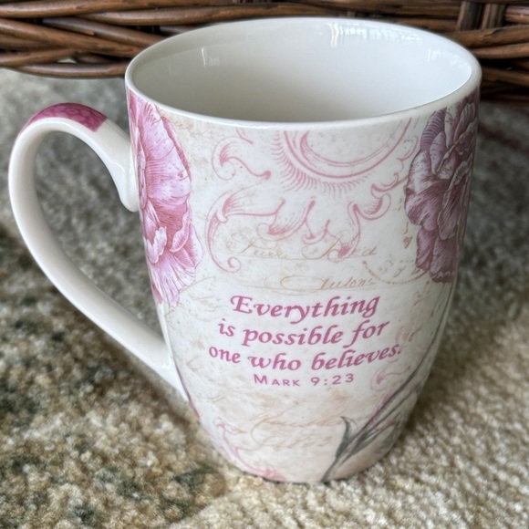 NWOT “Believe” Butterfly Mug - Pink and Cream - Picture 3 of 7
